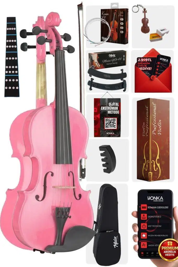 Midex HGA34PİNK-TYS Pembe 3/4 Çocuk Kemanı Full Set (10-13 Yaş İçin)