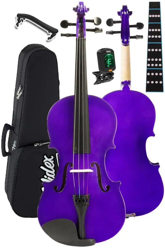 Midex HGA44PU-PAK Mor 4/4 Tam Boy Keman Seti (Yastık Tuner Susturucu Çanta Yay Reçine Yedek Tel Metod)