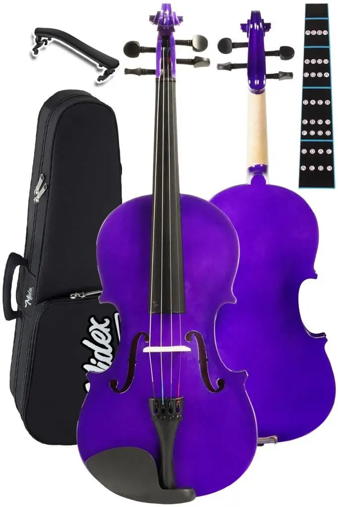 Midex HGA44PU-TYS Mor 4/4 Tam Boy Keman Seti (Yastık Yedek Tel Susturucu Çanta Yay Reçine Metod)