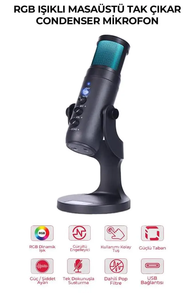 Midex Hype USB Oyuncu ve Yayıncı Mikrofonu (Kayıt Gaming Tiktok Twitch Canlı yayın Discord Youtube)