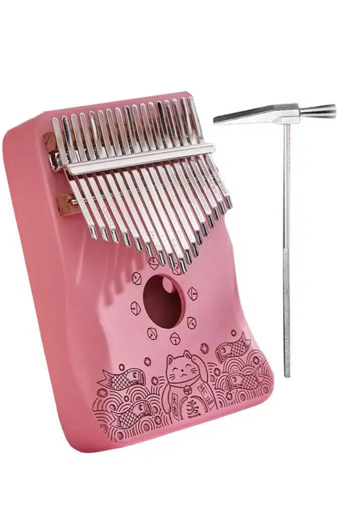 Midex KLX-350 Pembe Kalimba Gerçek Ağaç 17 Tuşlu Full Set