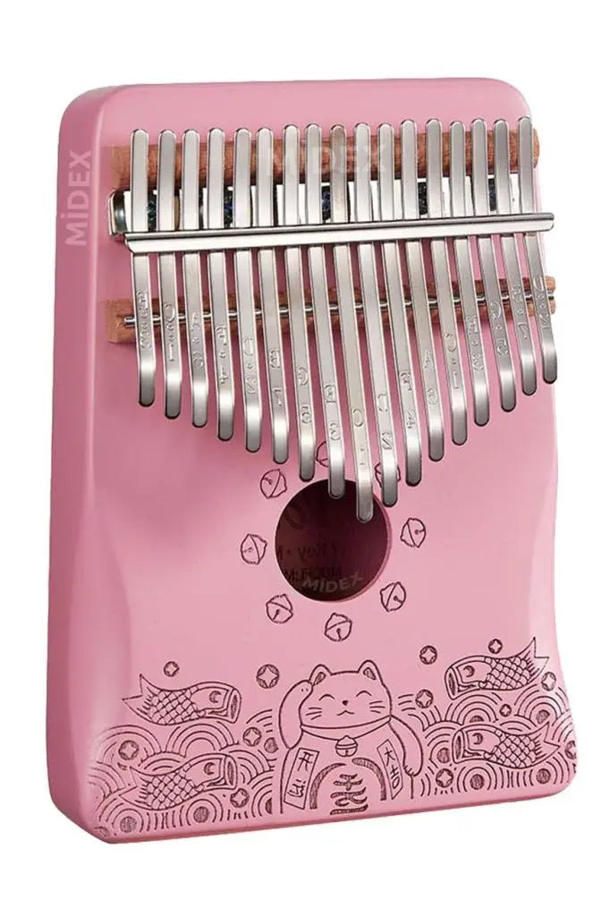 Midex KLX-350 Pembe Kalimba Gerçek Ağaç 17 Tuşlu Full Set