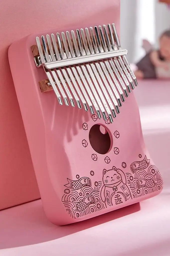 Midex KLX-350 Pembe Kalimba Gerçek Ağaç 17 Tuşlu Full Set