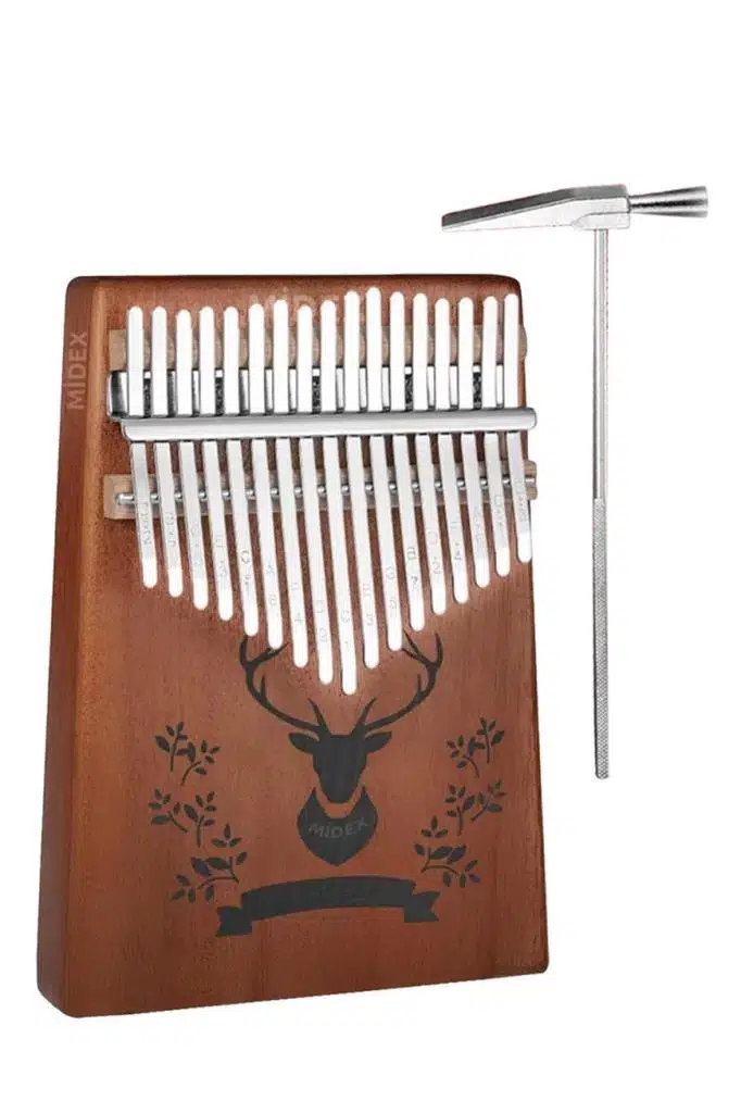 Midex KLX-456 Hakiki Maun Ağacı Kalimba 17 Çelik Tuşlu (Türkçe Metod Çanta Çekiç)