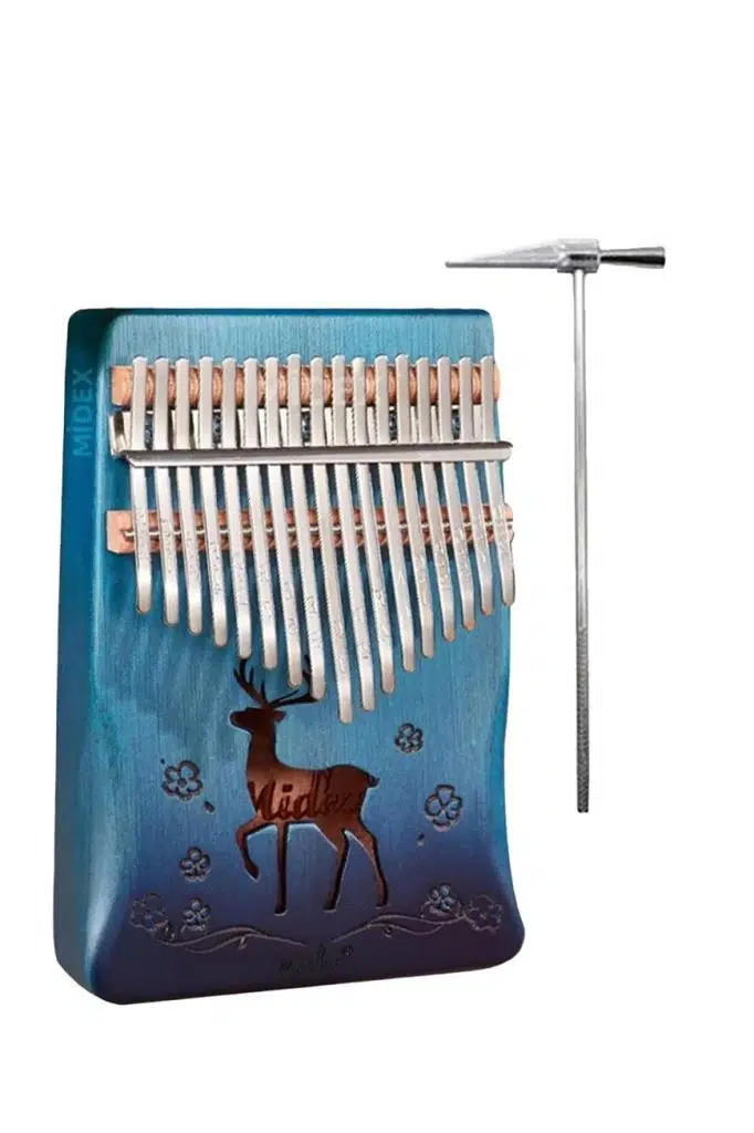 Midex KLX-510 Hakiki Ağaç Geyik Desenli Kalimba 17 Tuşlu Full Set