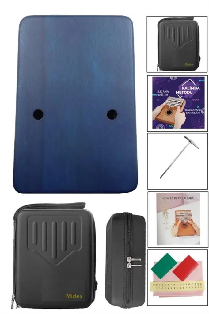 Midex KLX-511CS GİGBAGLİ Hakiki Ağaç Geyik Desenli Kalimba 17 Tuşlu Full Set