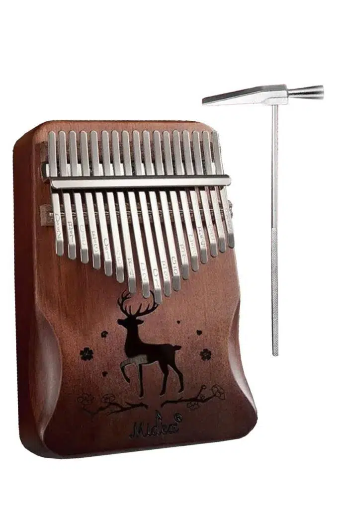 Midex KLX-520 Hakiki Ağaç Kalimba Geyik Desenli Ahşap Full Set 17 Çelik Tuşlu