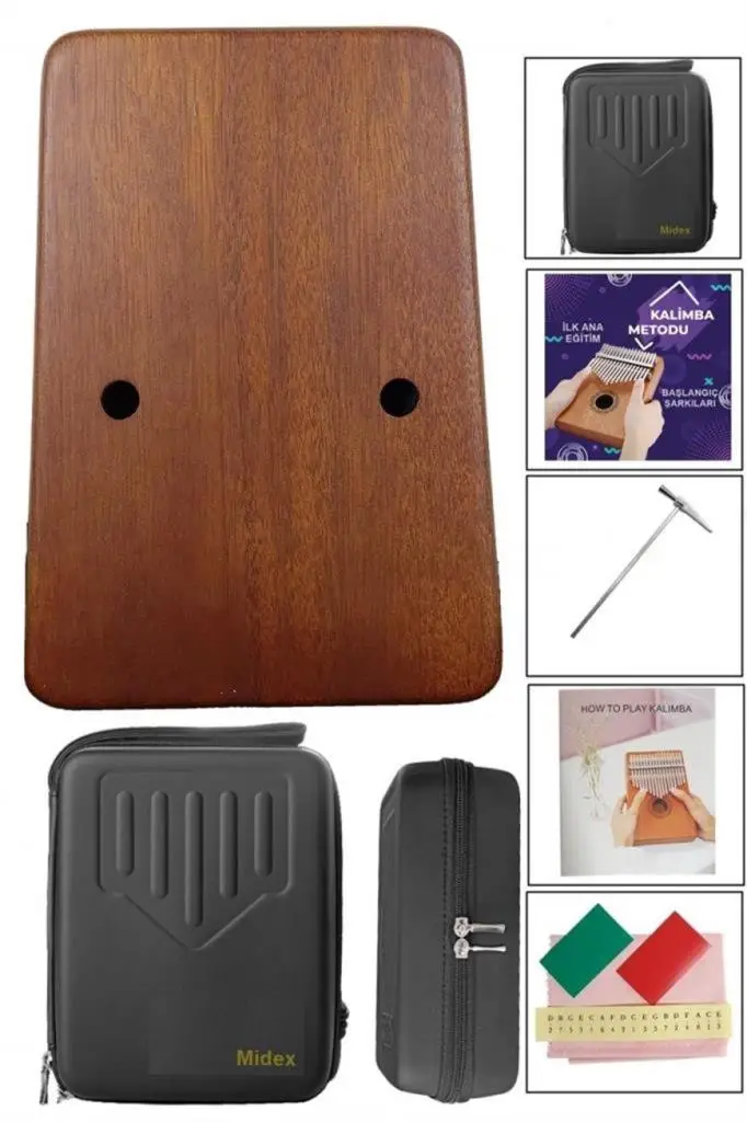 Midex KLX-521CS GİGBAGLİ Hakiki Ağaç Kalimba Geyik Desenli Full Set 17 Tuş