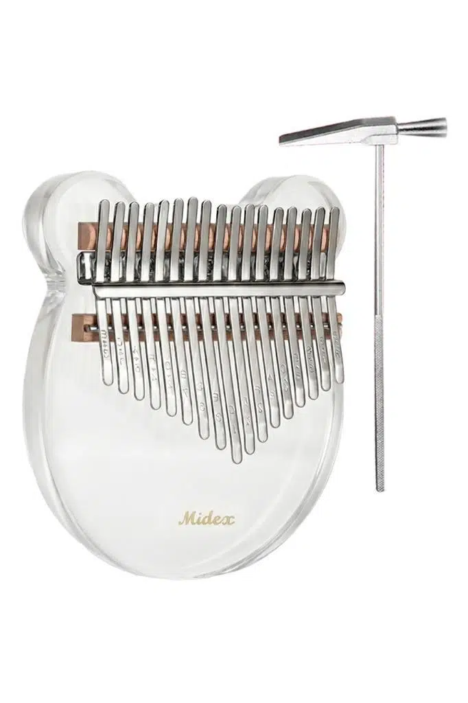 Midex KLX-6000 Şeffaf Cam Kalimba Paslanmaz Çelik 17 Tuşlu Çekiç Çanta Metod Full Set