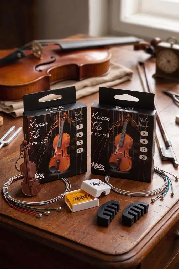 Midex Kmc-401x 2'li Paket Keman Teli Seti Profesyonel (2 Takım TEL + Susturucu + Reçine)