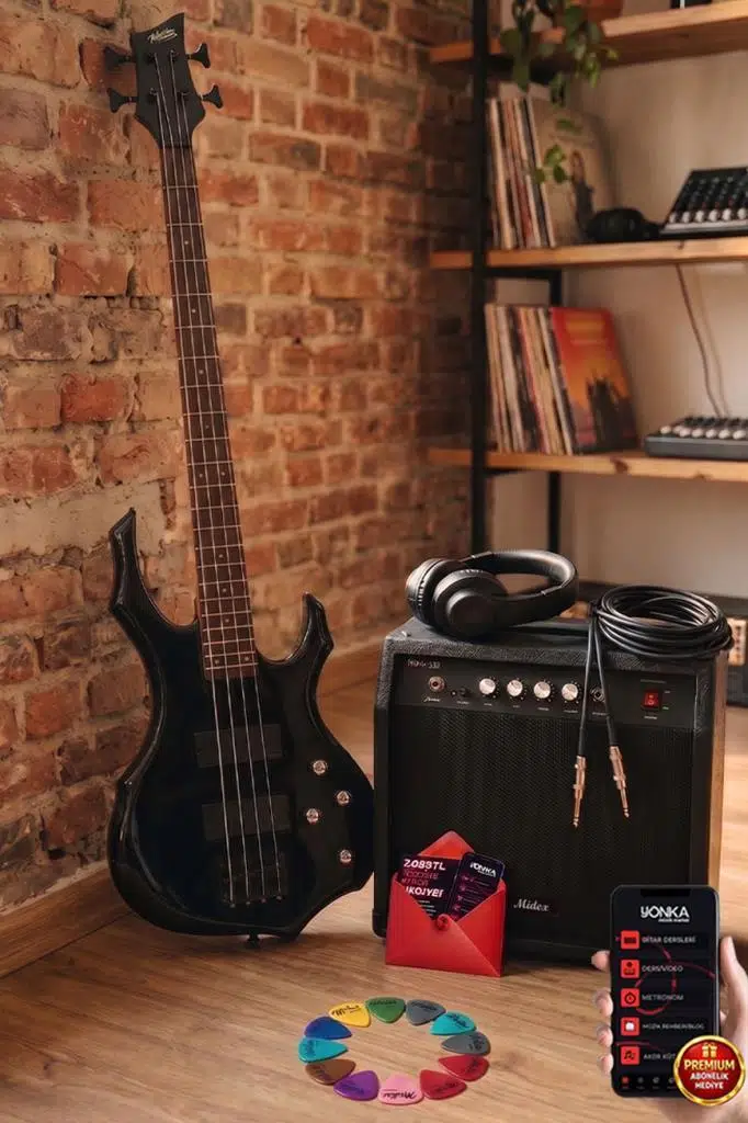 Midex MBG-410BK-20AMP 4 Telli Bas Gitar ve 20W Amfi Kulaklık Set