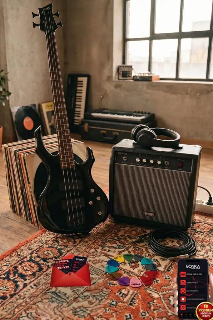 Midex MBG-410BK-25AMP 4 Telli Bas Gitar ve 25W Amfi Kulaklık Set