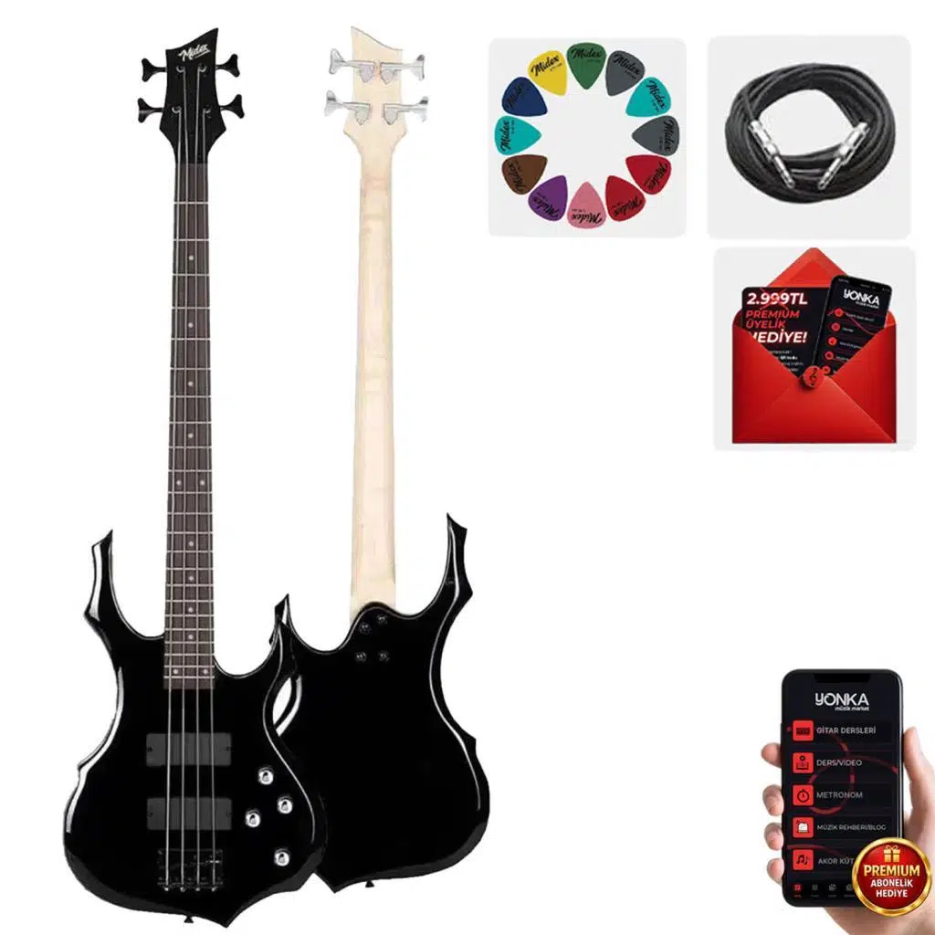 Midex MBG-410BK Üst Segment Profesyonel Bas Gitar 4 Telli