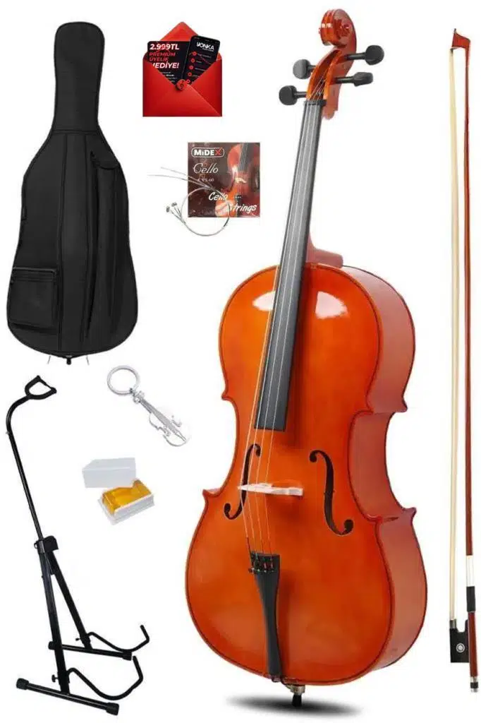Maxword MCL-250-PAK Yüksek Kaliteli Masif Ağaç Çello Viyolonsel Full Set