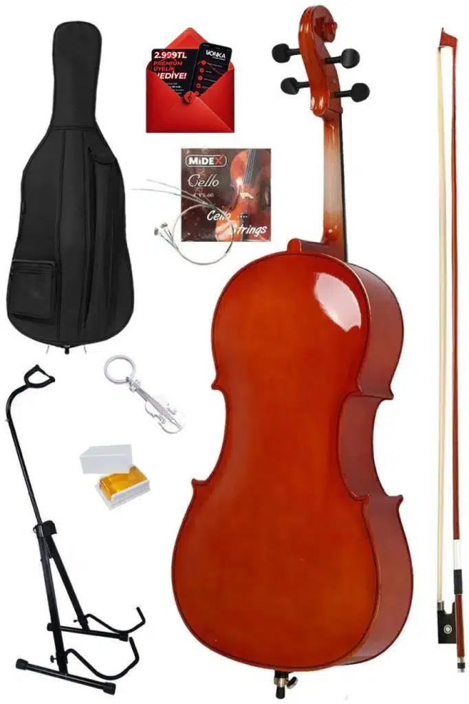 Maxword MCL-250-PAK Yüksek Kaliteli Masif Ağaç Çello Viyolonsel Full Set