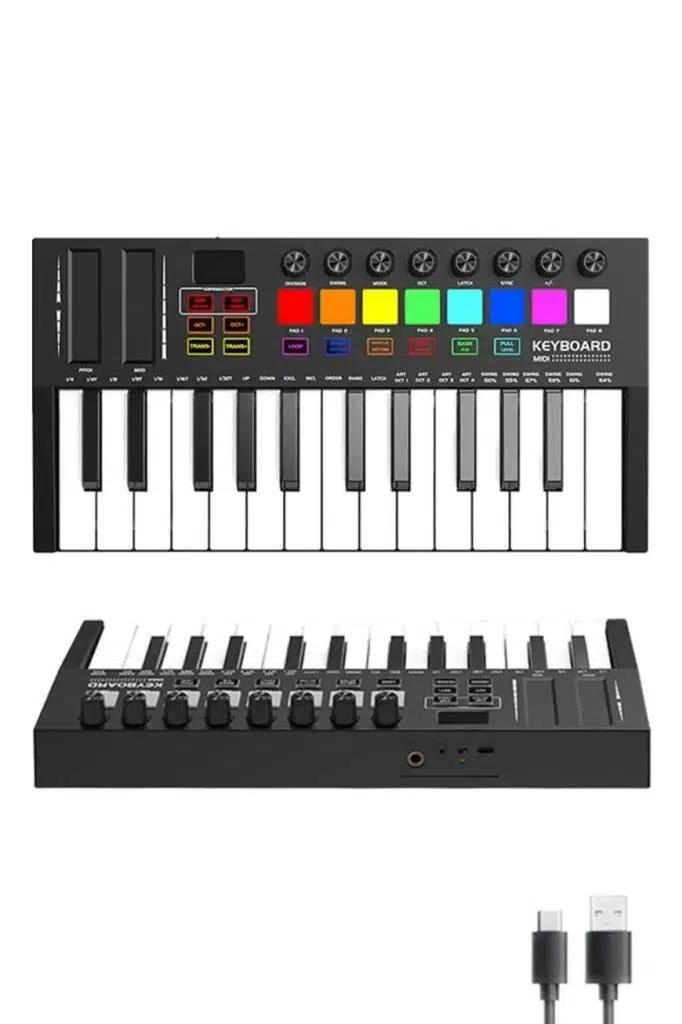 Midex MD-255 Yeni Nesil Midi Klavye 25 Tuşlu 8 Hassasiyetli Launch Pad 8 Ton Potansı