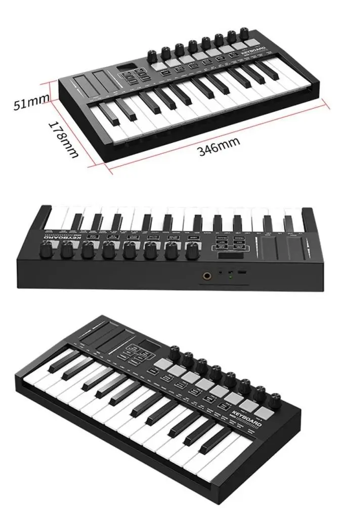 Midex MD-255 Yeni Nesil Midi Klavye 25 Tuşlu 8 Hassasiyetli Lounch Pad 8 Ton Potansı