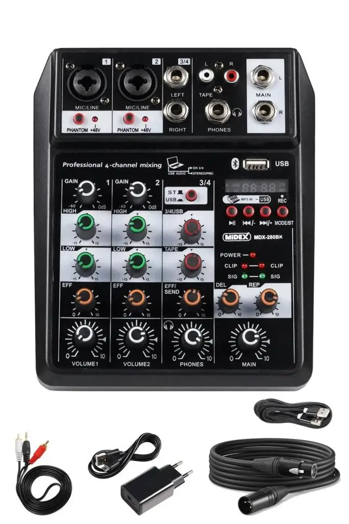 Midex MDX-280BK Ses Kartlı Ses Mikseri Stüdyo Kayıt Mixer