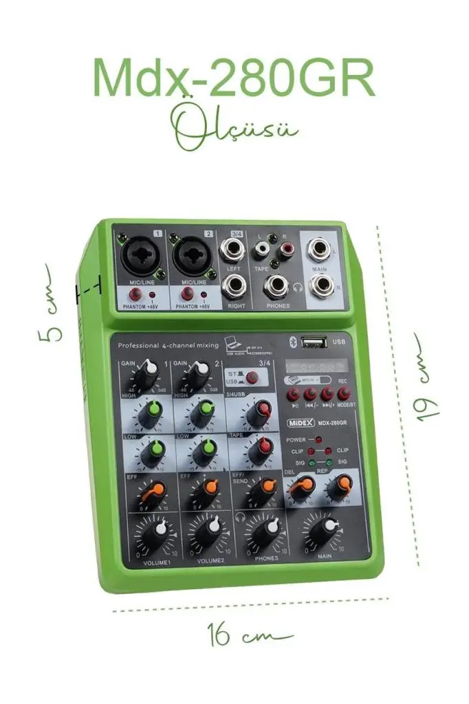 Midex MDX-280GR Ses Kartlı Ses Mikseri Stüdyo Kayıt Mixer