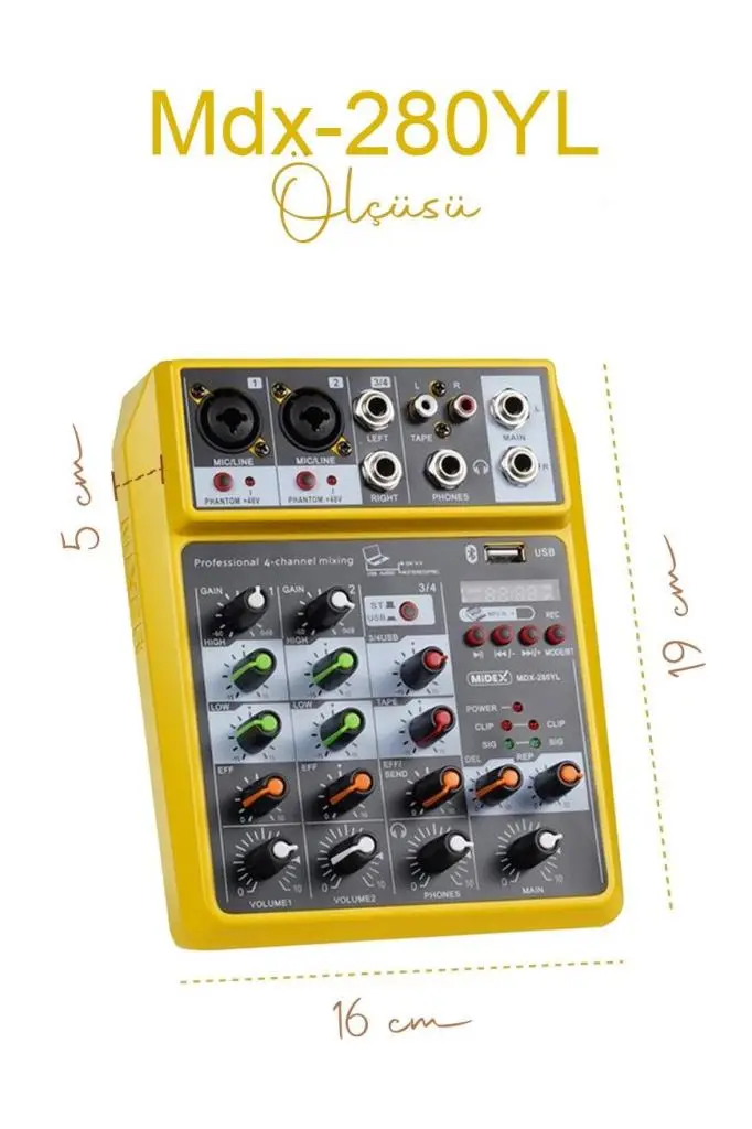 Midex MDX-280YL Ses Kartlı Ses Mikseri Stüdyo Kayıt Mixer