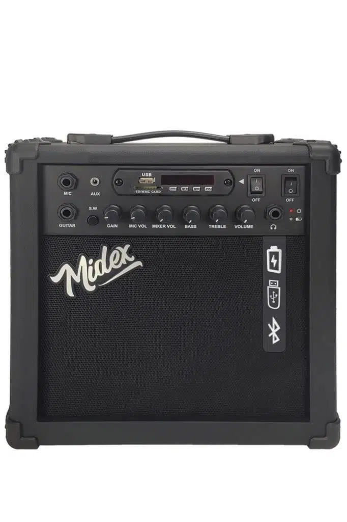 Midex MGA-25BK Şarjlı Elektro Gitar Amfisi 25 WATT (OUTLET)