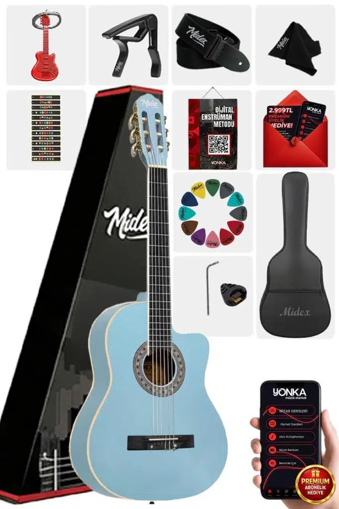 Midex MGX-100LTB-BAG Üst Seviye Klasik Gitar 4/4 Sap Ayarlı