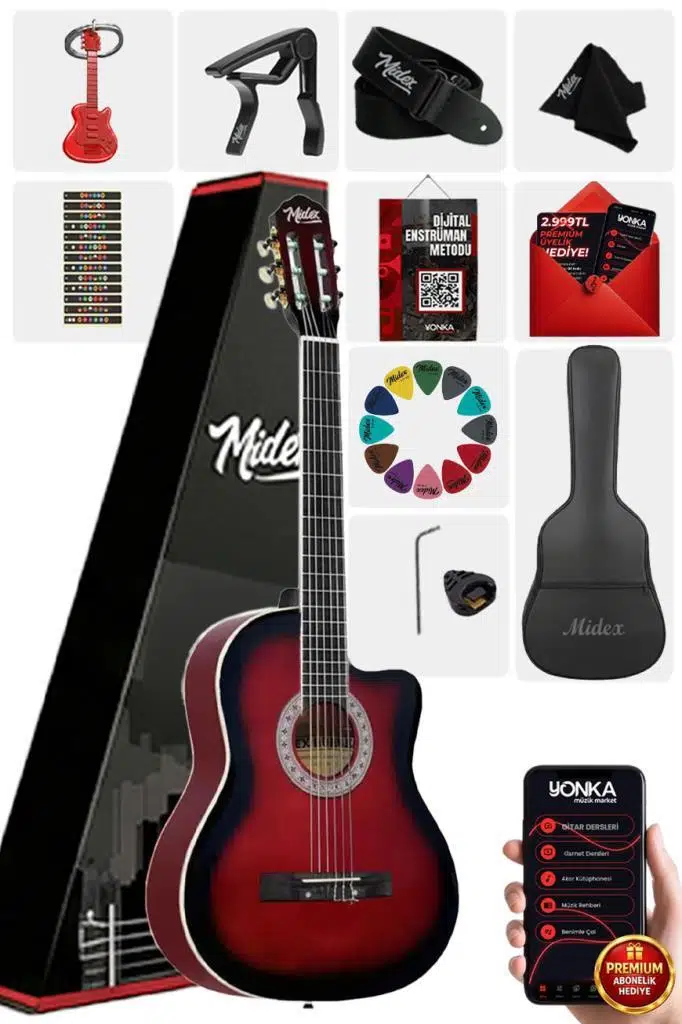 Midex MGX-100RD-BAG Üst Seviye Klasik Gitar 4/4 Sap Ayarlı