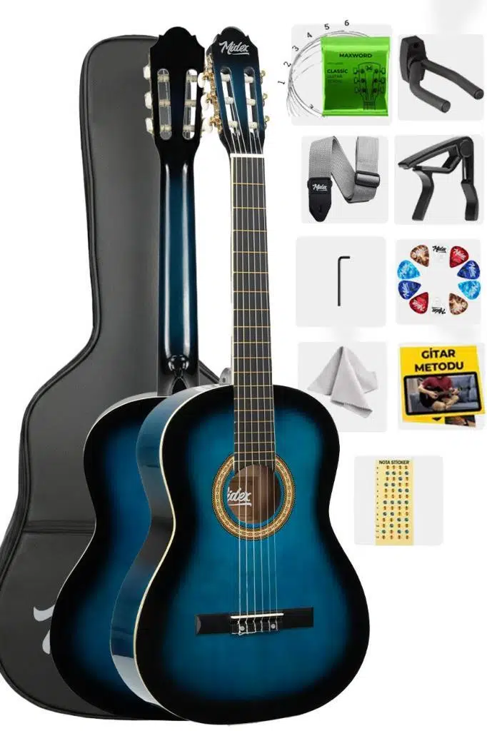 Midex MGX-200BL Kaliteli Klasik Gitar 4/4 Yetişkin Boy Full Set