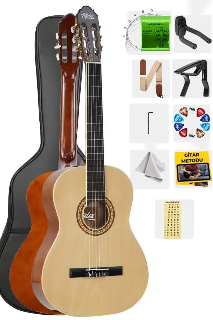 Midex MGX-200CR Kaliteli Klasik Gitar 4/4 Yetişkin Boy Full Set