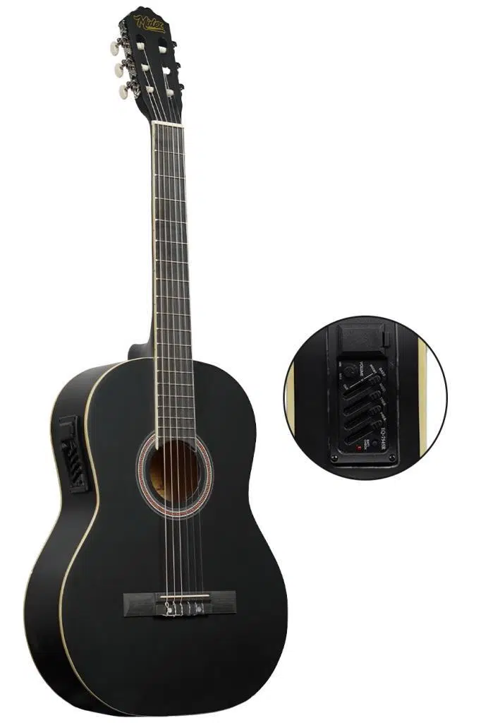 Midex MGX-200MBK-EQ Ekolayzerli Profesyonel Elektro Klasik Gitar Seti Mat Siyah 4/4 Üst Segment