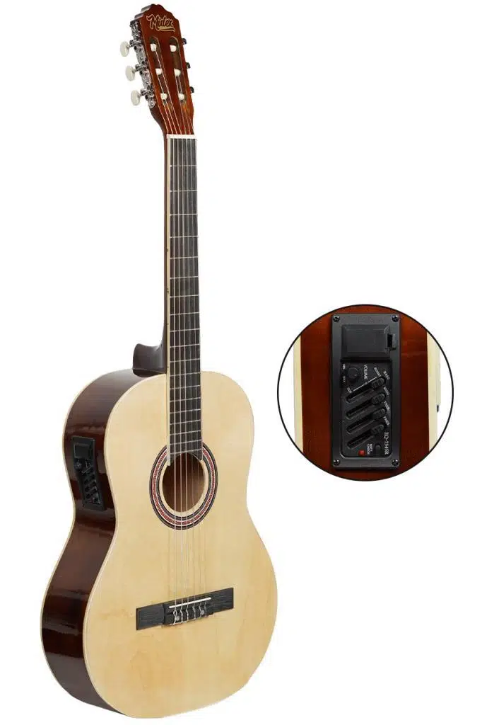 Midex MGX-200NT-EQ Ekolayzerli Profesyonel Elektro Klasik Gitar Seti Natural 4/4 Üst Segment