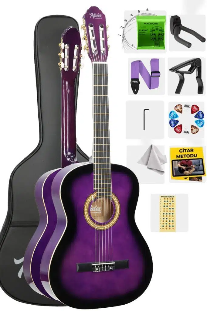 Midex MGX-200PRP Kaliteli Klasik Gitar 4/4 Yetişkin Boy Full Set