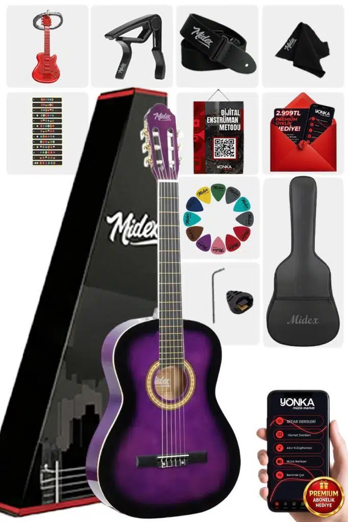Midex MGX-200PRP Kaliteli Klasik Gitar 4/4 Yetişkin Boy Full Set