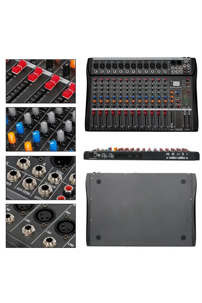 Midex Mix DM-12 Deck Mikser 12 Kanal Ses Mikseri (Bluetooth USB Efekt)