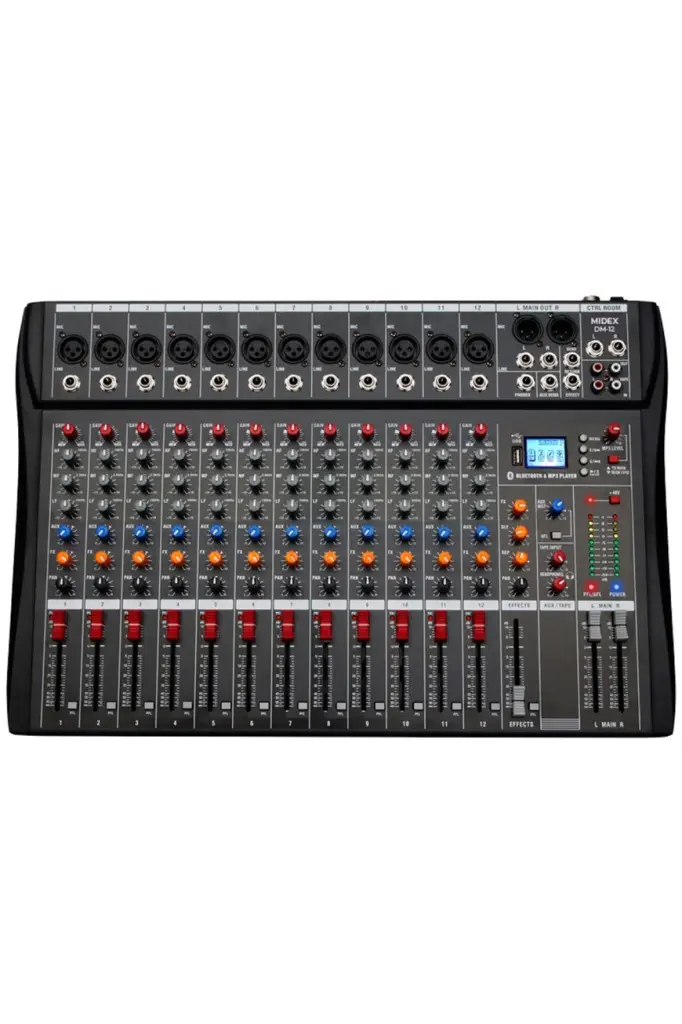 Midex Mix DM-12 Deck Mikser 12 Kanal Ses Mikseri (Bluetooth USB Efekt)
