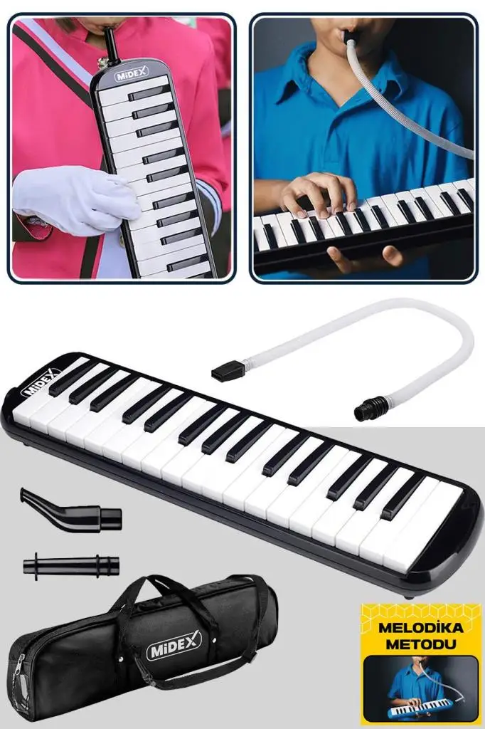 Midex ML-32BK Melodika Seti 32 Tuşlu Siyah Renk METOD HEDİYE (Tuşlarda Nota Yazmaktadır)