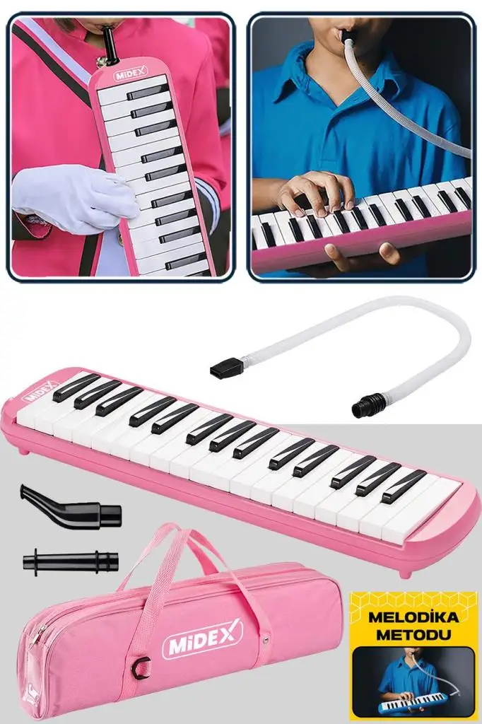 Midex ML-32PK Pembe Melodika Seti 32 Tuşlu METOD HEDİYE (Tuşlarda Nota Yazmaktadır)