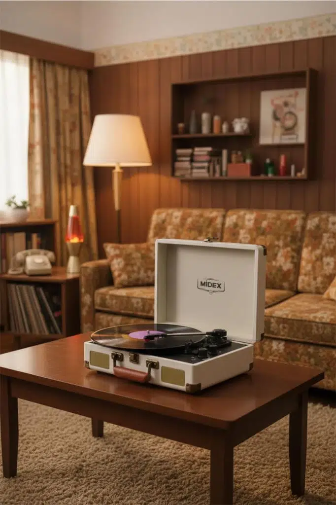 Midex Mtx-101WH Nostaljik Retro Pikap Plak Çalar (Şarjlı Bluetooth Aux Hoparlörlü 3 Devir) İğne Dahil