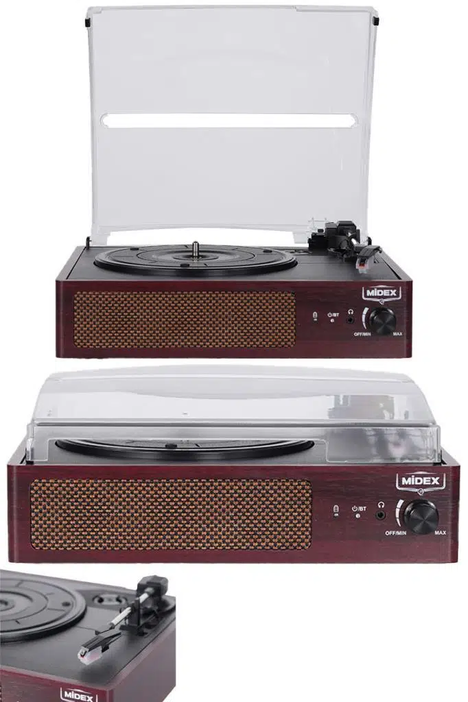 Midex Mtx-303 Nostaljik Pikap Plak Çalar (Şarjlı Bluetooth Aux Hoparlörlü 3 Devir) İğne Dahil