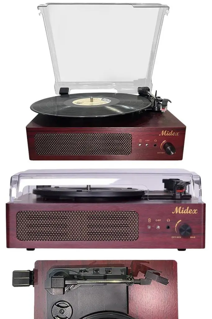 Midex Mtx-303 Nostaljik Pikap Plak Çalar (Şarjlı Bluetooth Aux Hoparlörlü 3 Devir) İğne Dahil