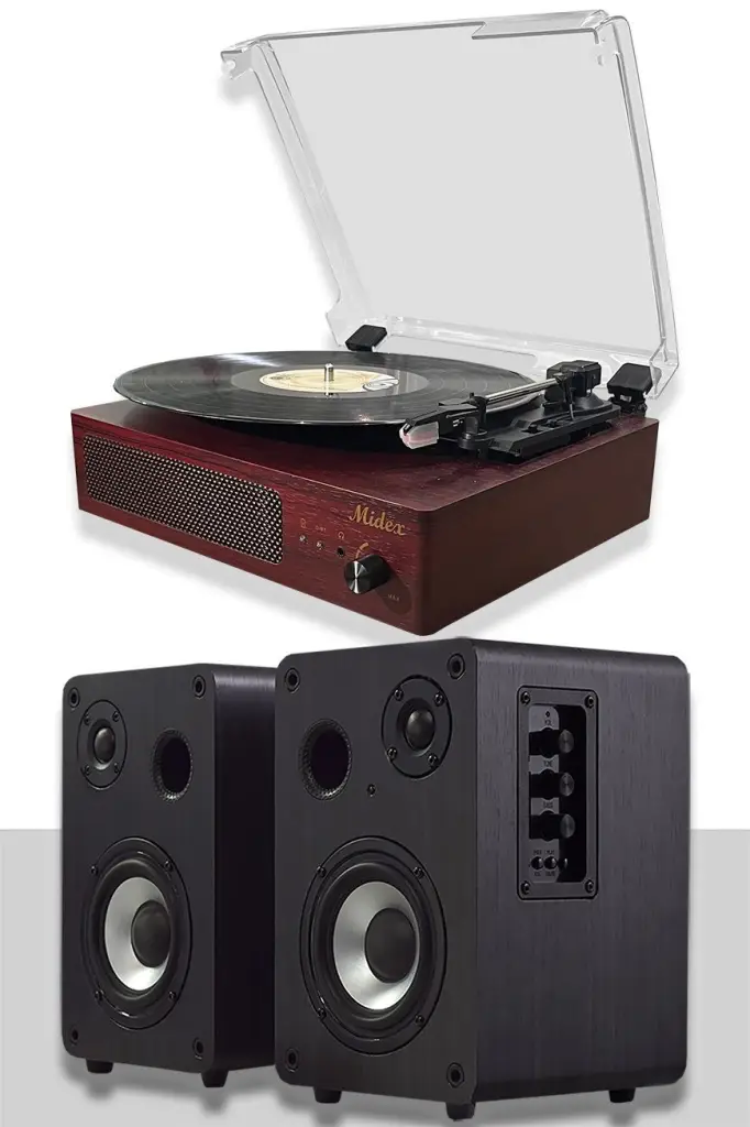 Midex Mtx-303S SET Nostaljik Pikap Plak Çalar ve Hoparlör Ses Sistemi (Bluetooth USB)
