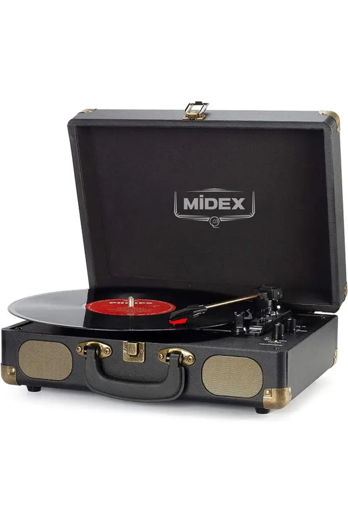 Midex Mtx101BK Nostaljik Retro Pikap Plak Çalar (Şarjlı Bluetooth Aux Hoparlörlü 3 Devir) İğne Dahil