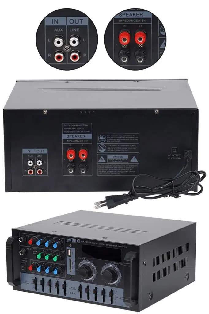 Midex MX-2250U 2 Kanal 2x250W Stereo Amfi 500W Power Mikser Bluetooth USB