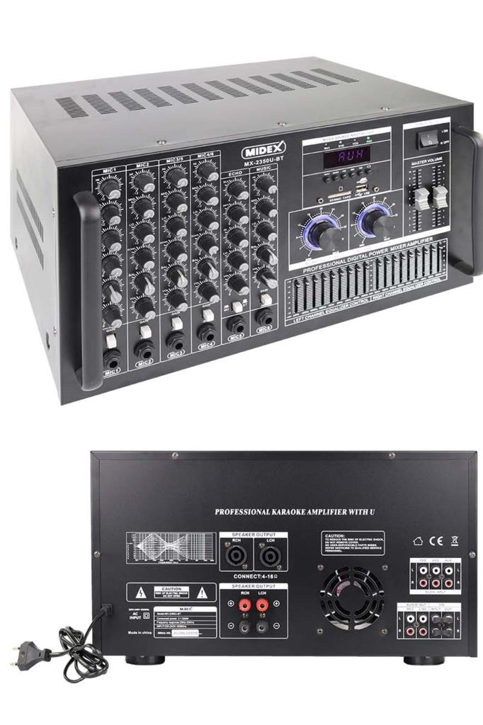 Midex Mx-2350U Ekolayzer`lı Stereo Power Mikser Anfi 2x350 Watt 4-16 Ohm