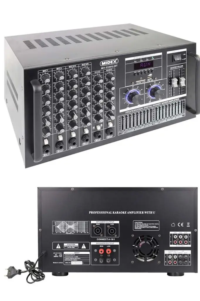Midex Mx-2350U Ekolayzer`lı Stereo Power Mikser Anfi 2x350 Watt 4-16 Ohm