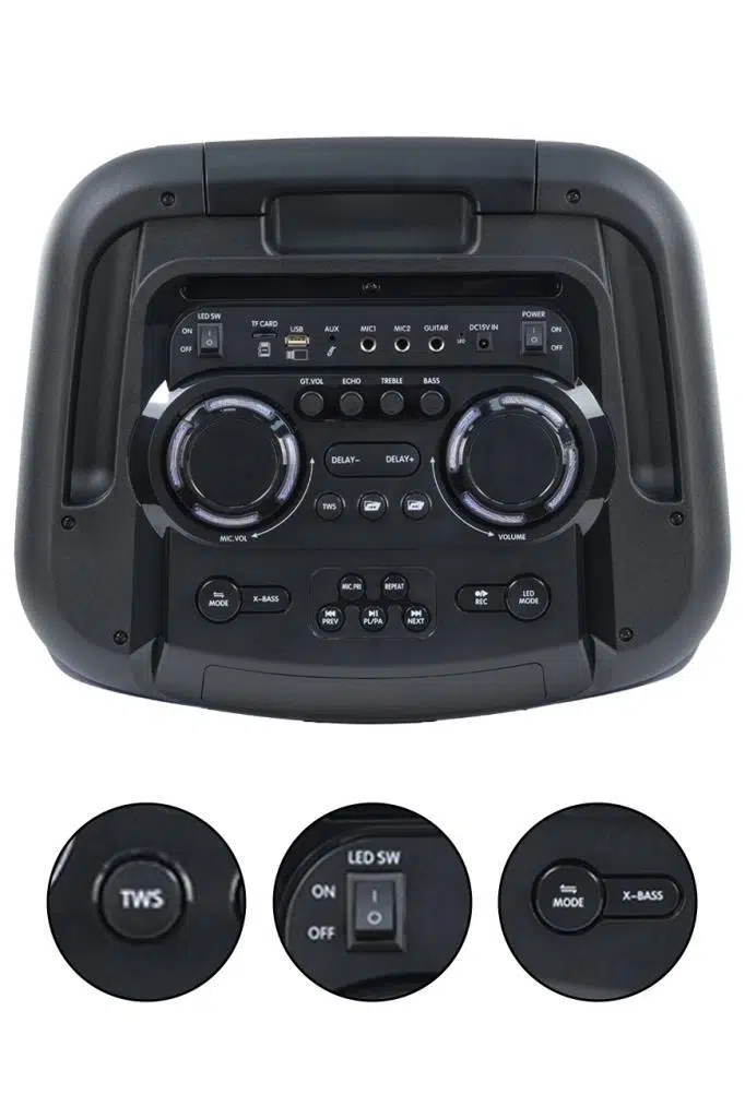 Midex MXR-1300HX FM Radyolu Taşınabilir Seyyar Portatif 3 Mikrofonlu Şarjlı Ses Sistemi Hoparlör 1300W