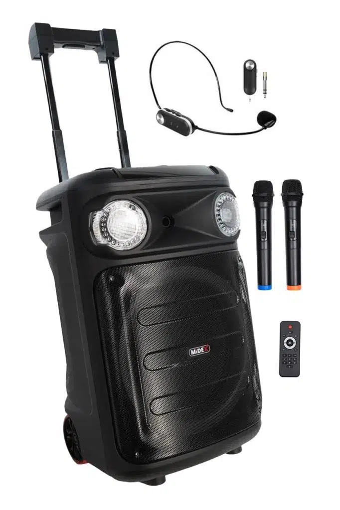 Midex MXR-1300HX Taşınabilir Seyyar Portatif 3 Mikrofonlu Şarjlı Ses Sistemi Hoparlör (1300 Watt)