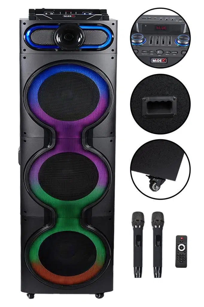 Midex MXR-2500 Mikrofonlu Portatif Taşınabilir Ses Sistemi Hoparlör 2500W (Radyo Bluetooth)