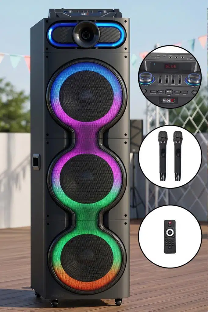 Midex MXR-2500 Mikrofonlu Portatif Taşınabilir Ses Sistemi Hoparlör 2500W (Radyo Bluetooth)