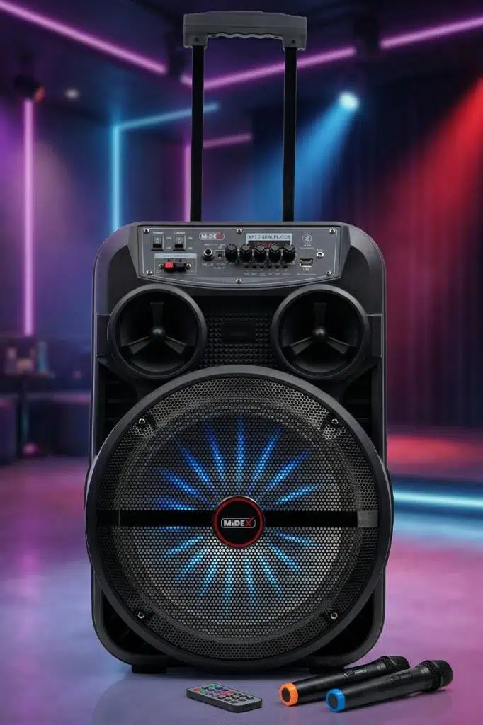 Midex MXR-280 Taşınabilir Mikrofonlu Işıklı Akülü Ses Sistemi Hoparlör (12 İnç 280 Watt)